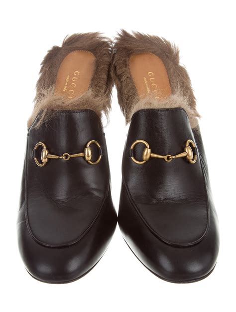 gucci fur lined mules|gucci princetown mule with fur.